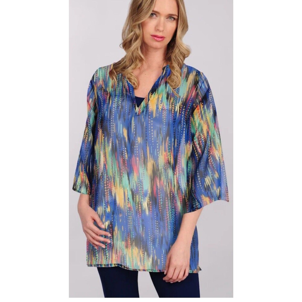 Tina Stephens Stevie Chiffon Tunic  3/4 Sleeve  S